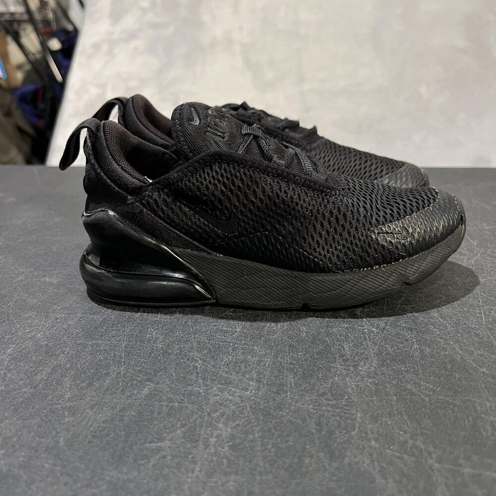 Nike Air Max 270 Shoes Youth Size 1Y Black Triple Black Mesh Sneakers AO2372-006